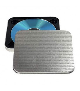 Duplication de 100 CD en boitier métalique rectangulaire Impression sur disque : par transfert thermique  pas de cellophane