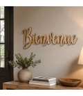 Mot Bienvenue en bois décoratif pour décoration murale intérieure