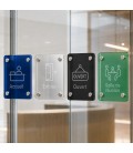 Plaques signaletiques personnalisees finitions speciales sur paroi vitree